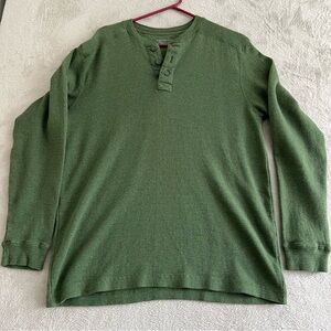 Gander Mountain Shirt Men‎ XL Guide Series Henley Thermal Retro Outdoor Green